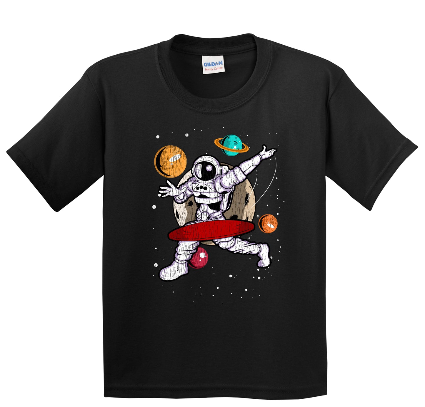 Disc Golf Astronaut Outer Space Spaceman Disc Golf Distressed Youth T-Shirt