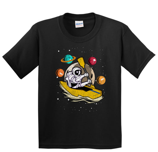 Kayaker Astronaut Outer Space Spaceman Kayaking Distressed Youth T-Shirt