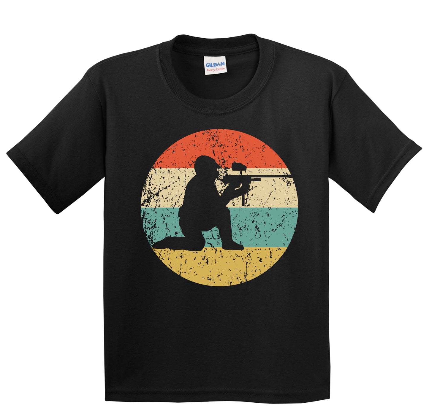 Paintball Player Silhouette Retro Sports Youth T-Shirt