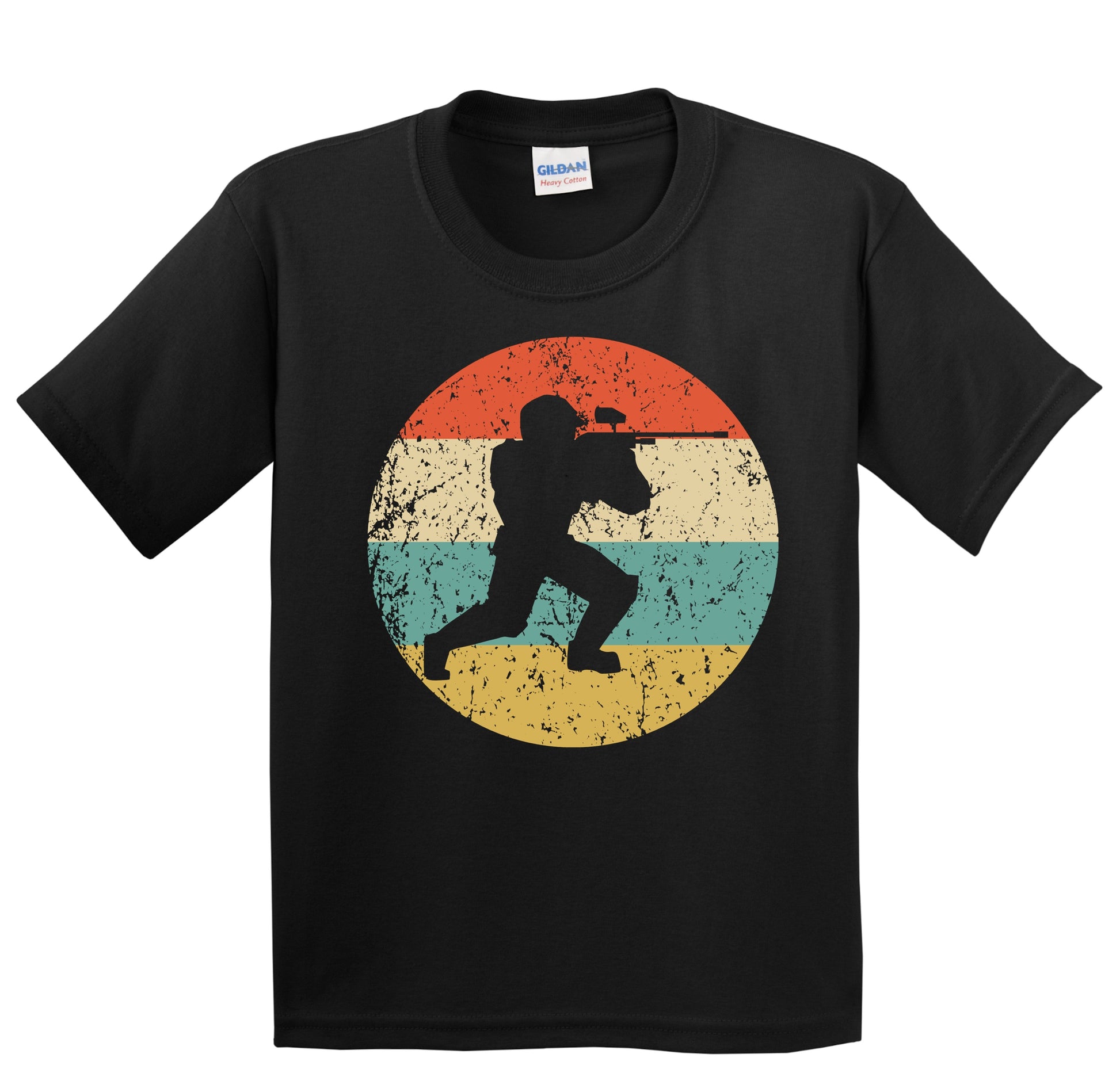 Paintball Player Silhouette Retro Sports Youth T-Shirt