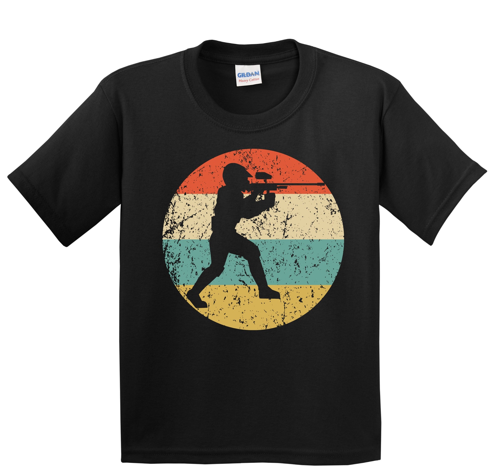 Paintball Player Silhouette Retro Sports Youth T-Shirt