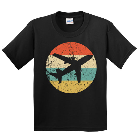 Airplane Silhouette Retro Pilot Youth T-Shirt