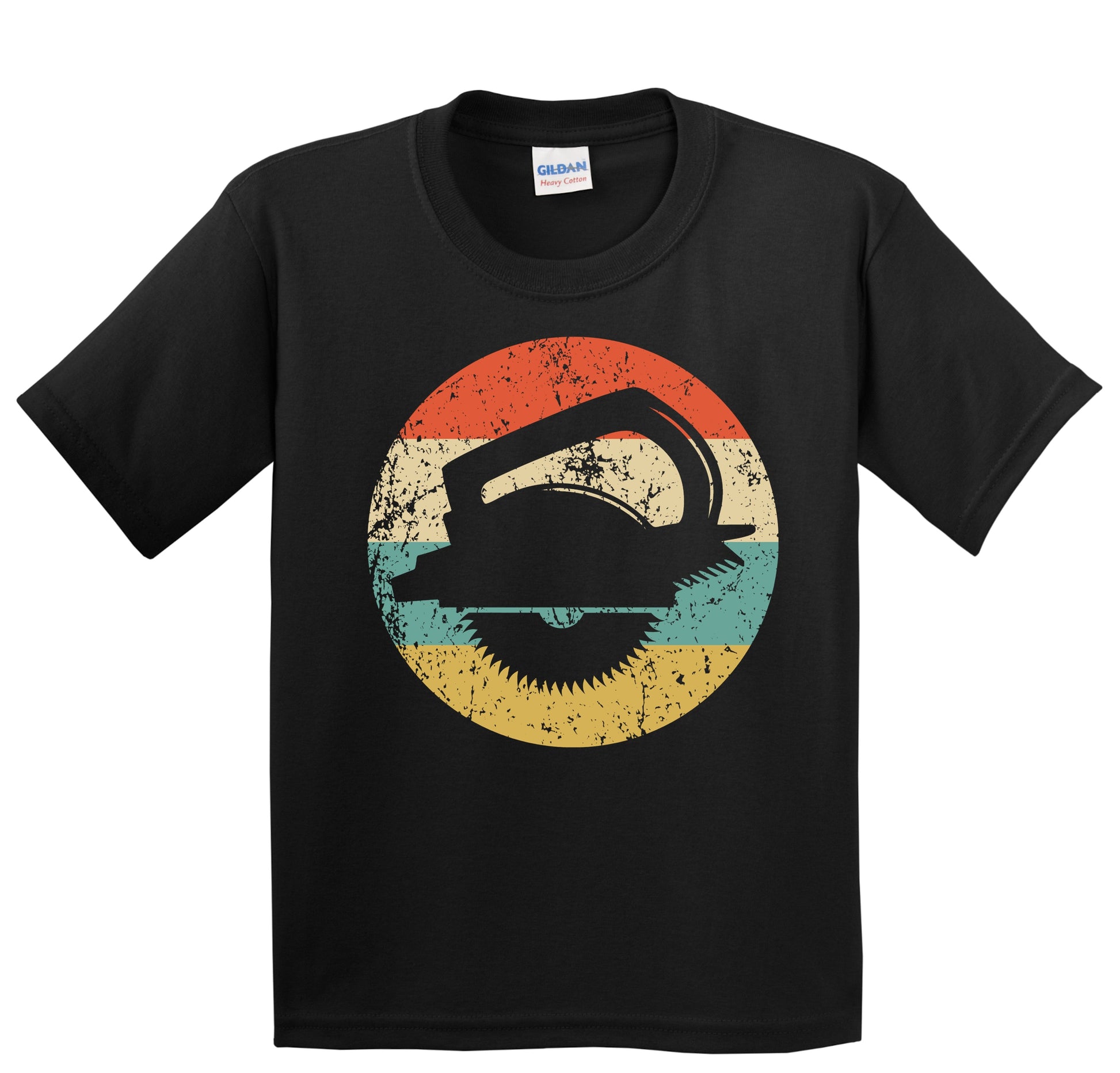 Carpentry Circular Saw Silhouette Retro Carpenter Youth T-Shirt