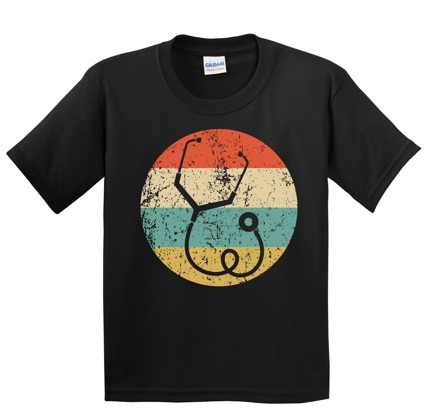 Medical Stethoscope Silhouette Retro Doctor Nurse Youth T-Shirt