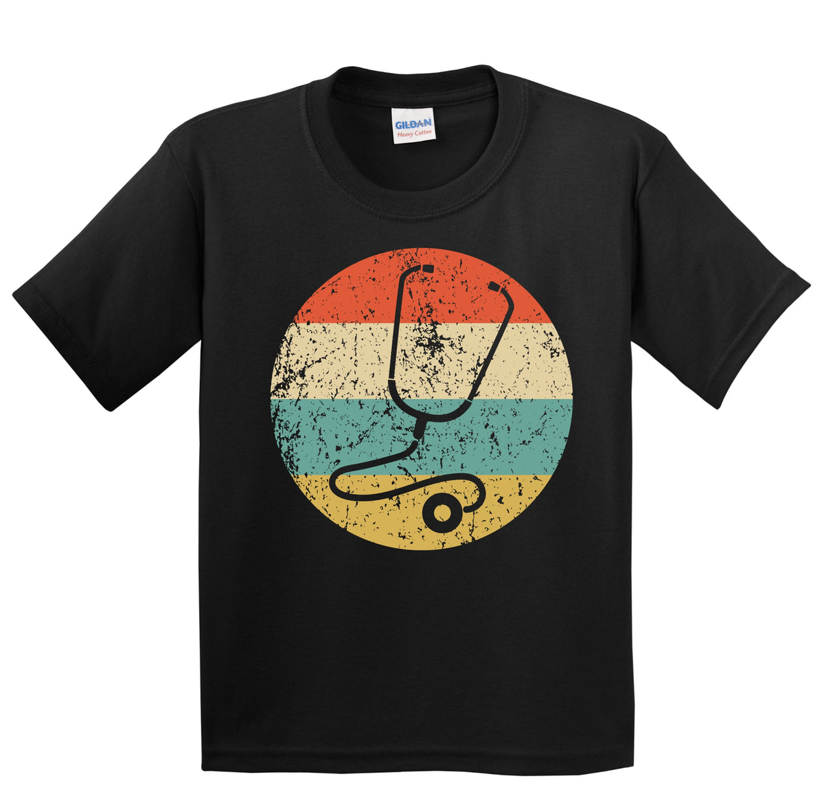Medical Stethoscope Silhouette Retro Nurse Doctor Youth T-Shirt