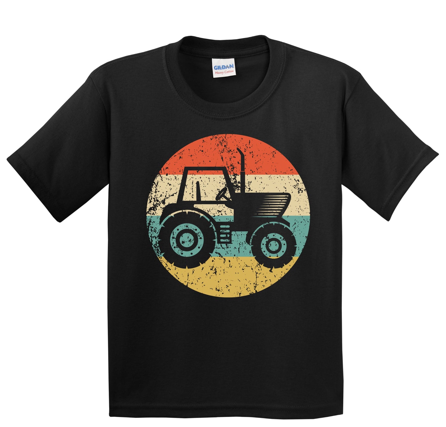 Farm Tractor Silhouette Retro Farming Farmer Youth T-Shirt