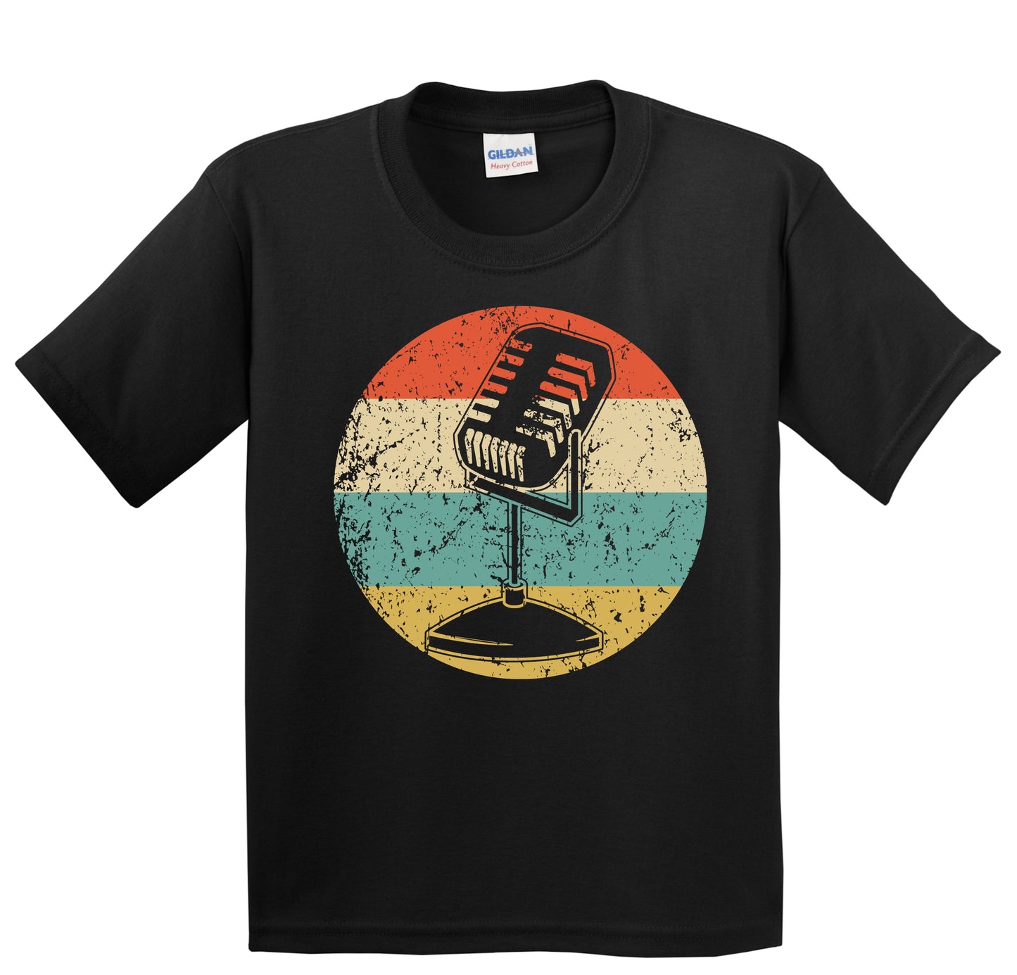 Old School Microphone Silhouette Retro Podcast Podcaster Youth T-Shirt