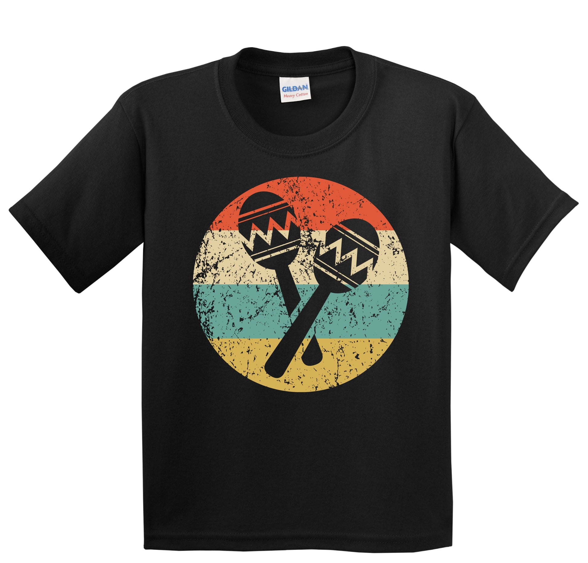 Maracas Silhouette Retro Salsa Music Musical Instrument Youth T-Shirt