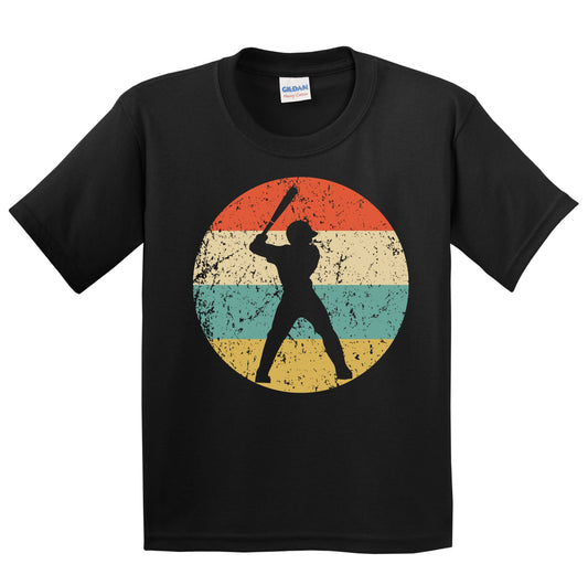 Baseball Player Baseball Batter Silhouette Retro Sports Youth T-Shirt