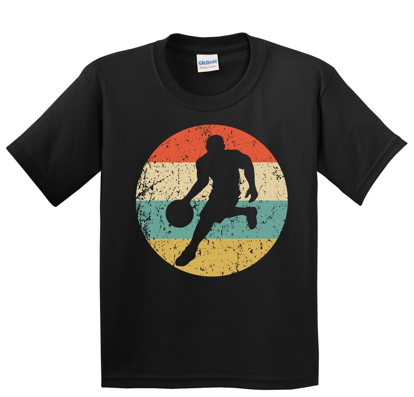 Basketball Player Dribbling Silhouette Retro Sports Youth T-Shirt