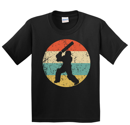 Cricket Player Silhouette Retro Sports Youth T-Shirt