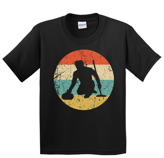 Curler Curling Silhouette Retro Sports Youth T-Shirt