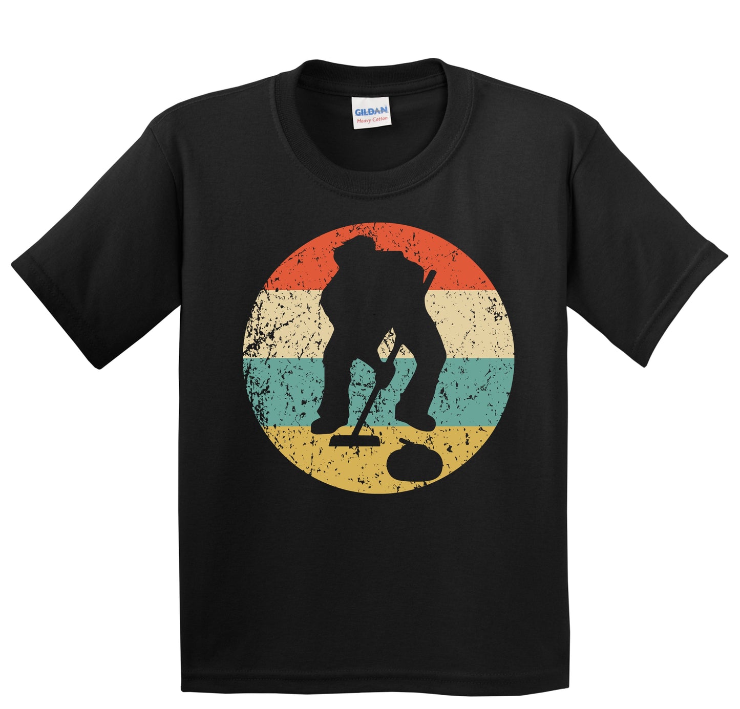 Curling Curler Silhouette Retro Sports Youth T-Shirt