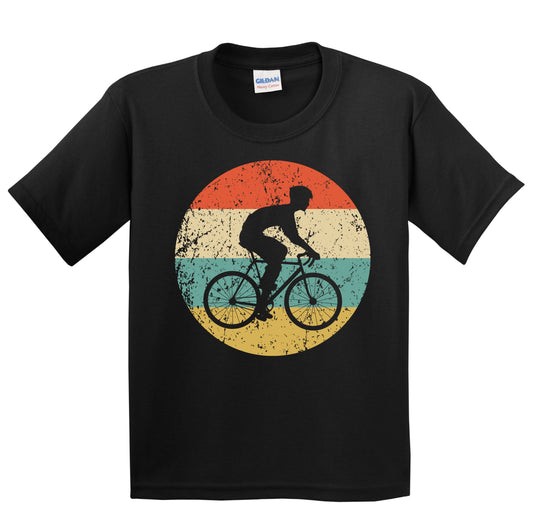 Cyclist Riding Bike Cycling Silhouette Retro Sports Youth T-Shirt
