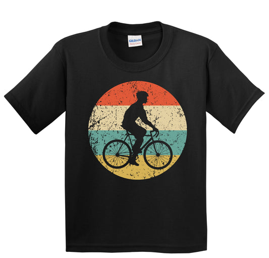 Cycling Cyclist Riding Bike Silhouette Retro Sports Youth T-Shirt