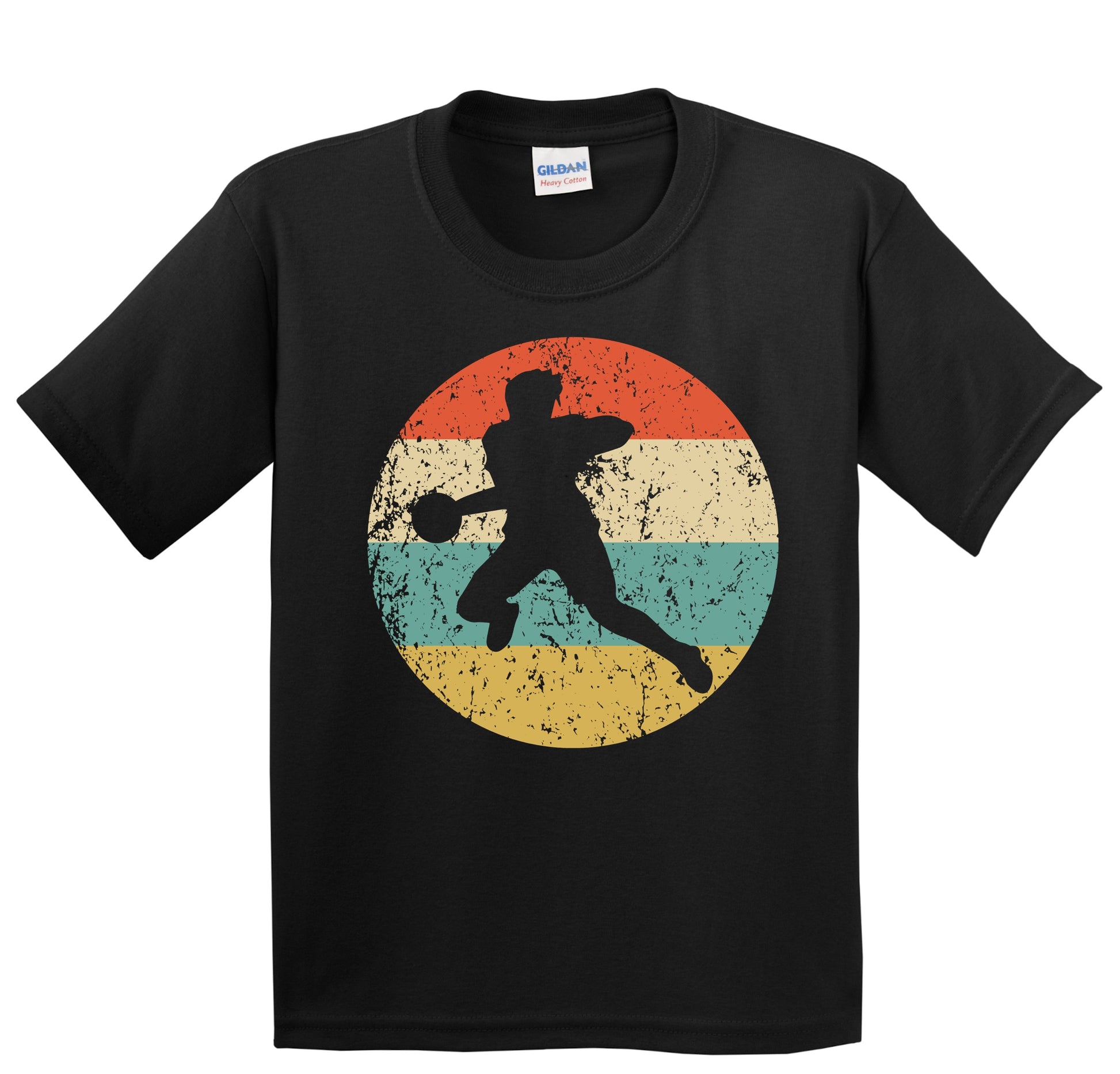 Handball Dodgeball Player Silhouette Retro Sports Youth T-Shirt