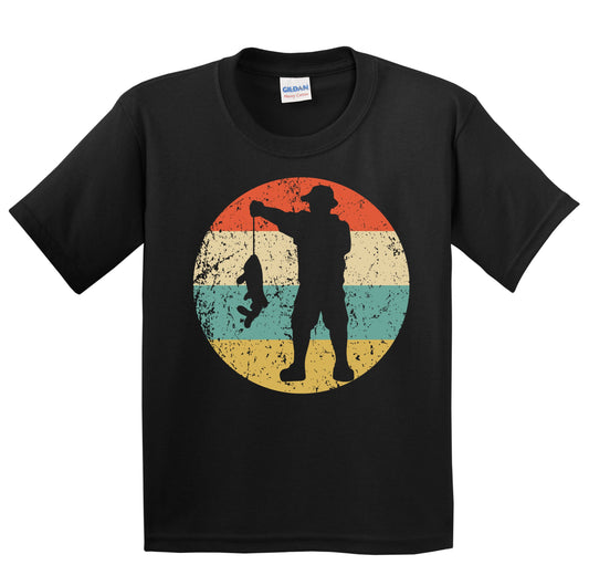Fisherman Silhouette Retro Fishing Youth T-Shirt