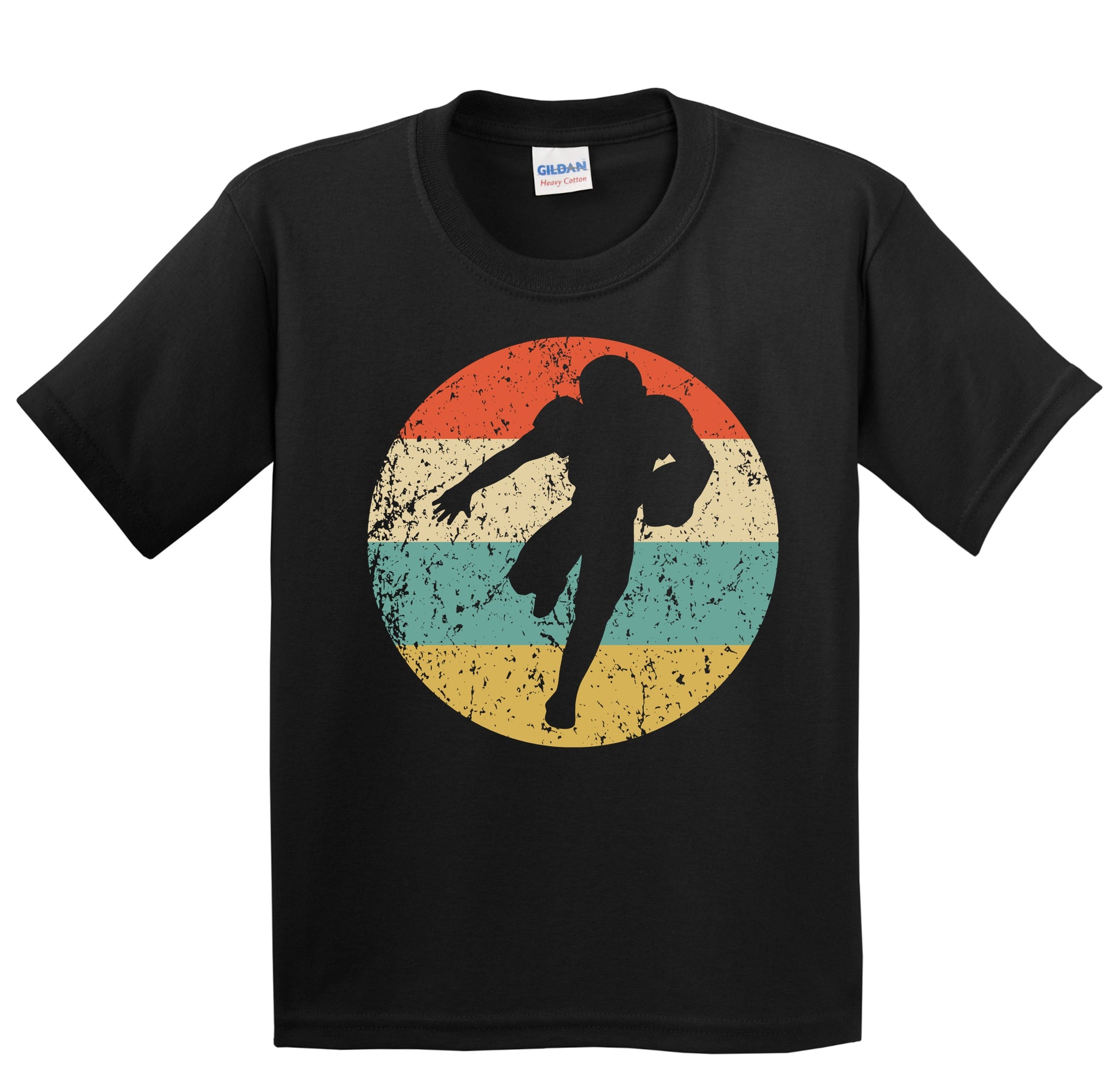 Football Player Running Back Silhouette Retro Sports Youth T-Shirt