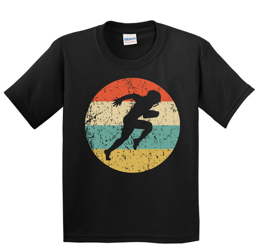 Running Back Football Player Silhouette Retro Sports Youth T-Shirt
