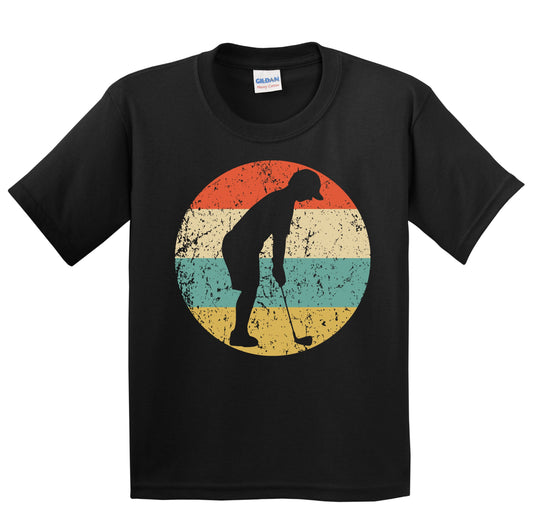 Golf Golfer Golfing Silhouette Retro Sports Youth T-Shirt