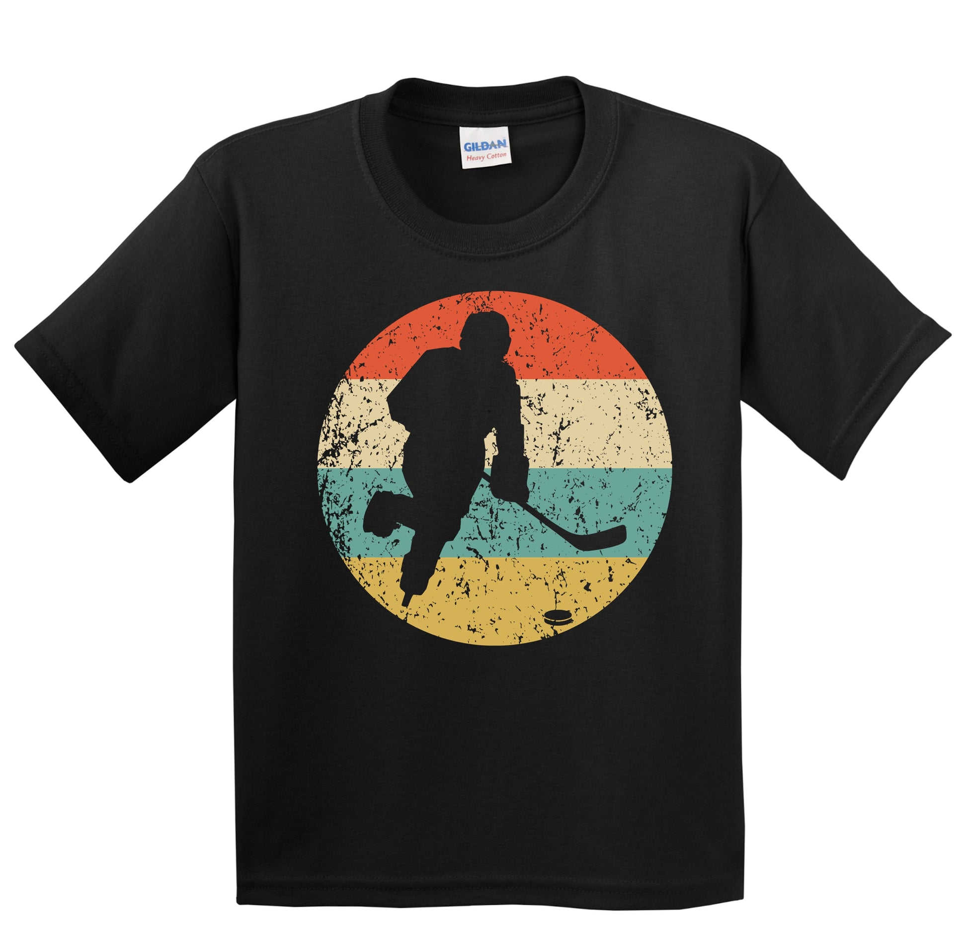 Hockey Player Silhouette Retro Sports Youth T-Shirt