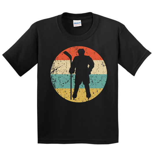 Hockey Player Silhouette Retro Sports Youth T-Shirt