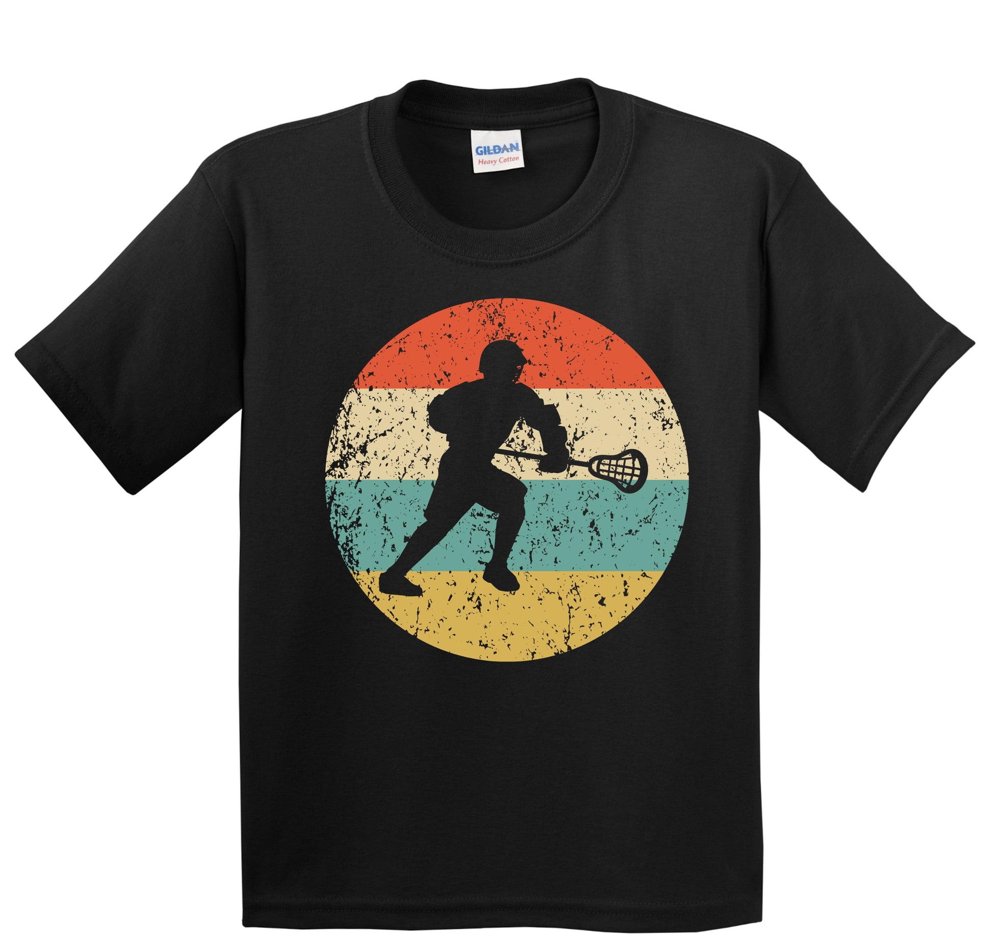 Lacrosse Player Silhouette Retro Sports Youth T-Shirt