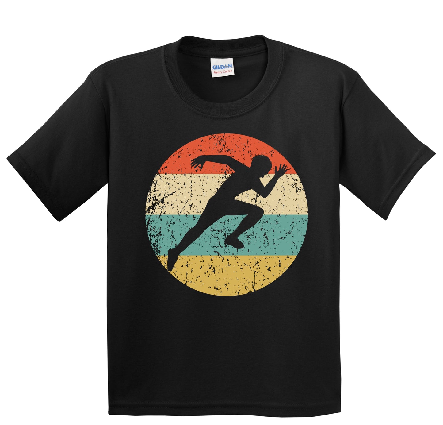 Sprinter Running Track and Field Silhouette Retro Sports Youth T-Shirt