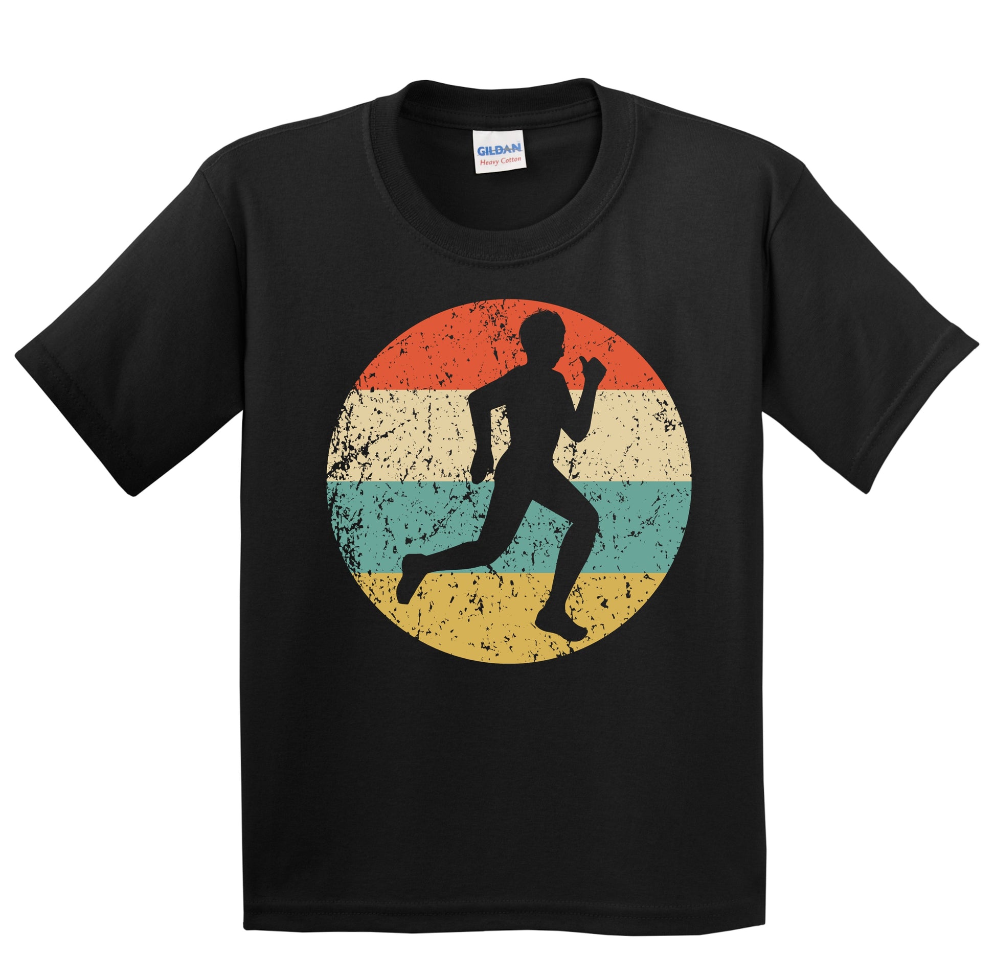 Runner Cross Country Marathon Silhouette Retro Sports Youth T-Shirt