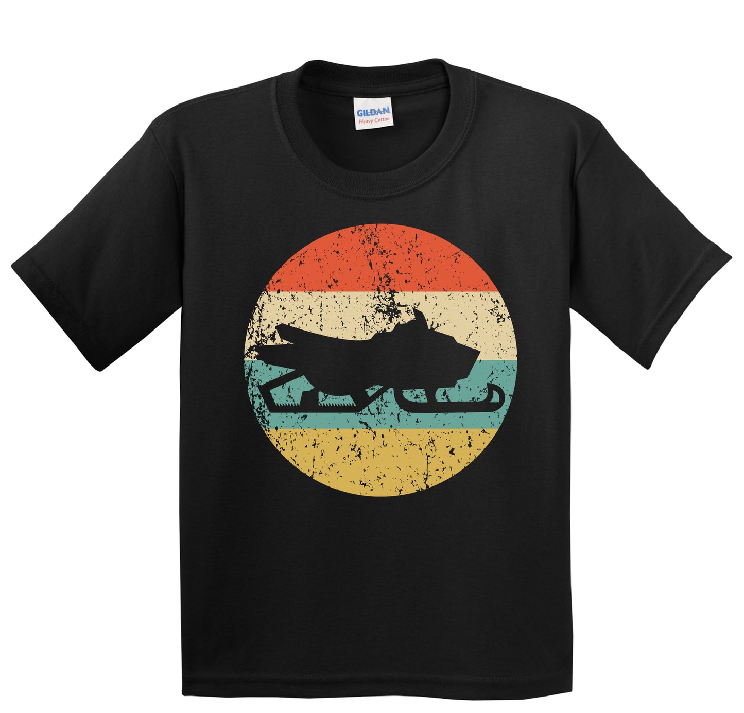 Snowmobile Silhouette Retro Winter Sports Youth T-Shirt