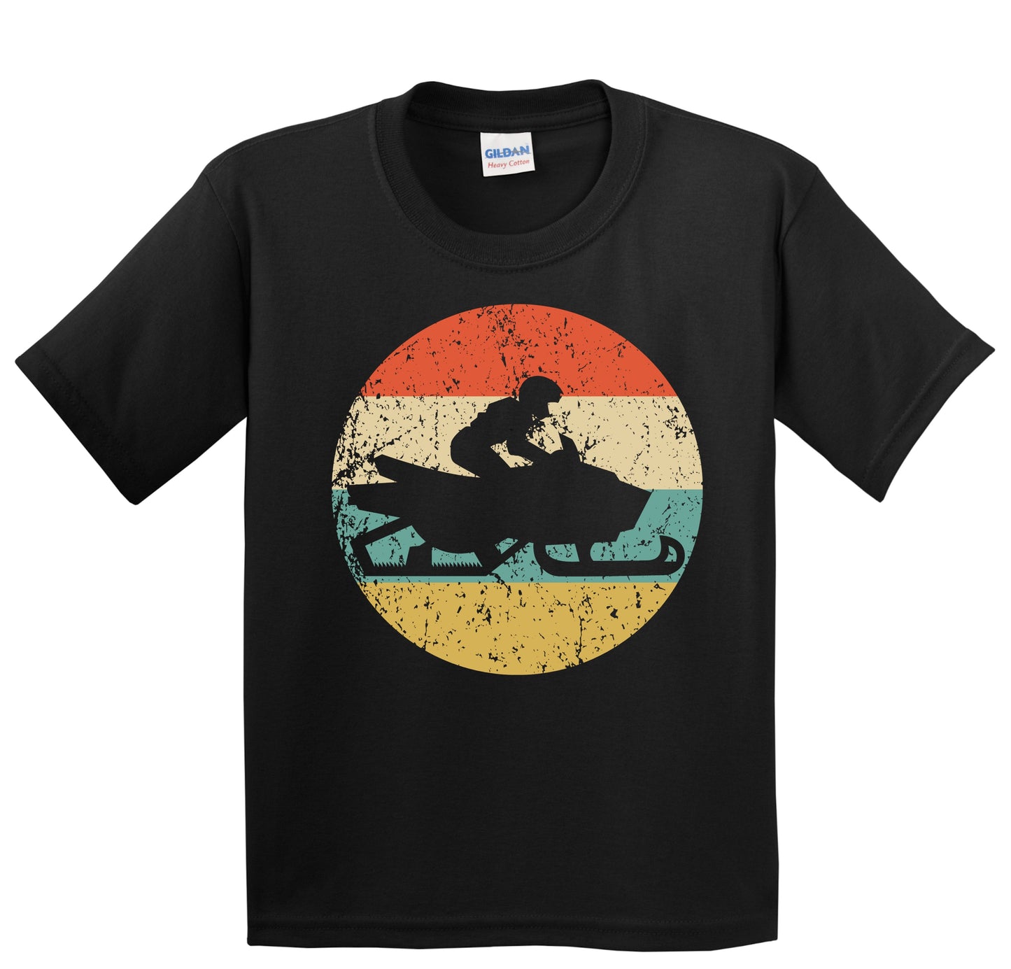 Snowmobile Snowmobiler Silhouette Retro Winter Sports Youth T-Shirt