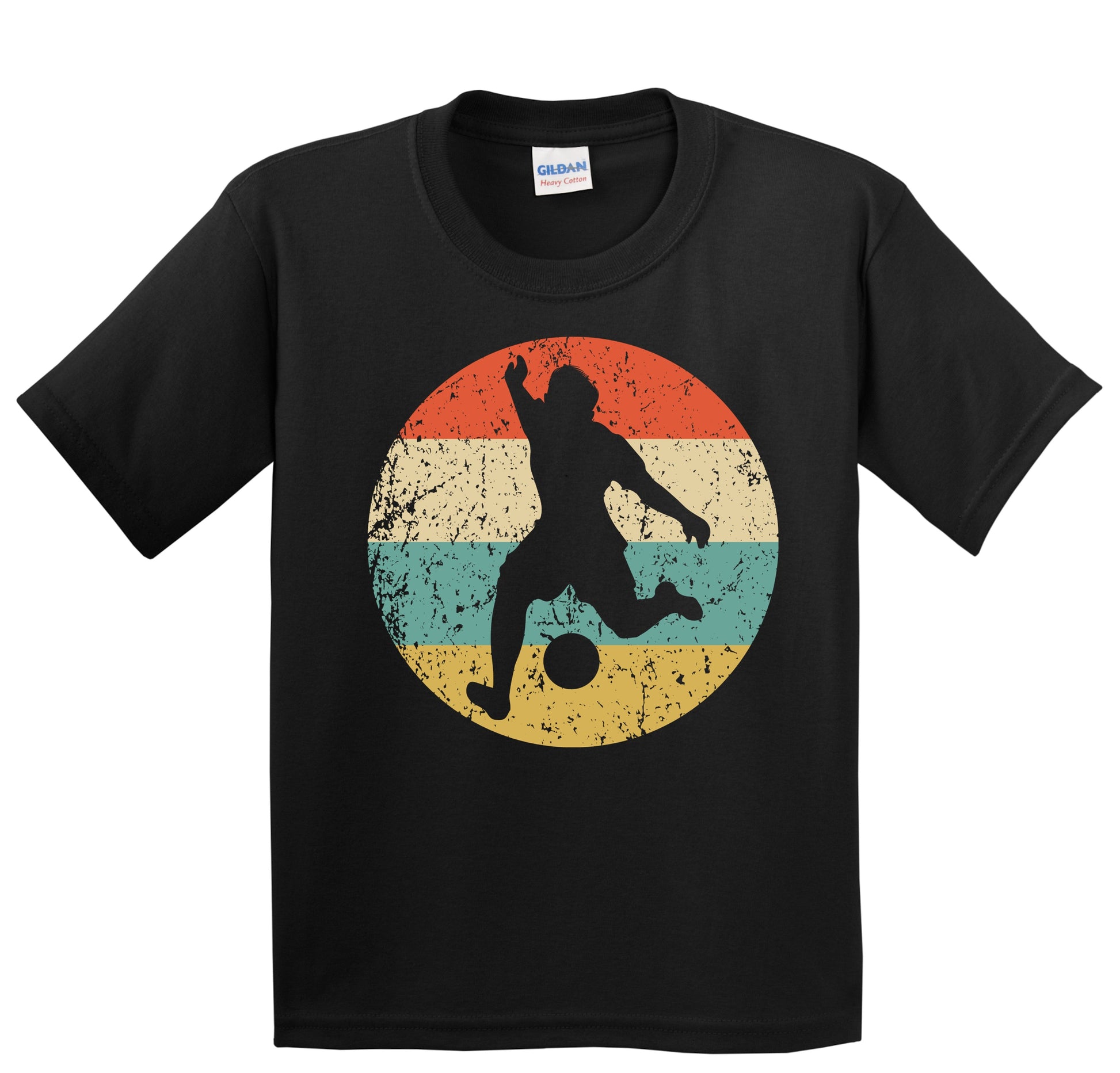 Soccer Player Kick Silhouette Retro Sports Youth T-Shirt