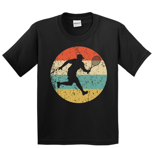 Tennis Player Silhouette Retro Sports Youth T-Shirt