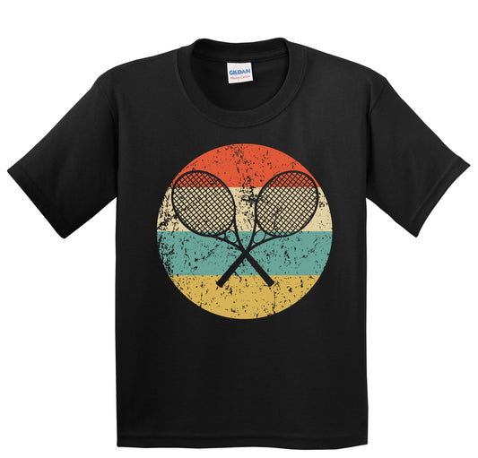 Tennis Rackets Silhouette Retro Sports Youth T-Shirt