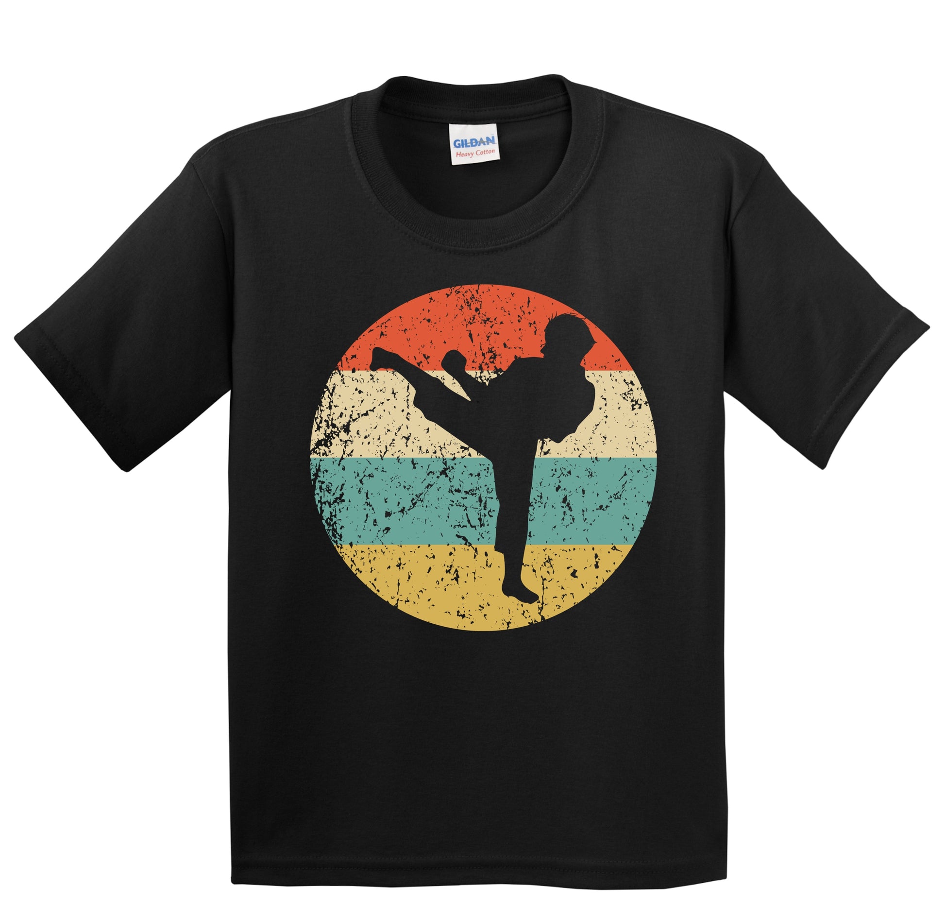 Taekwondo Karate Kick Silhouette Retro Martial Arts Youth T-Shirt