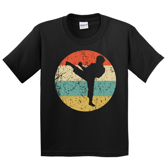 Taekwondo Karate Kick Silhouette Retro Martial Arts Youth T-Shirt