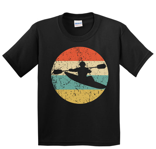 Kayaking Kayaker Silhouette Retro Kayak Youth T-Shirt