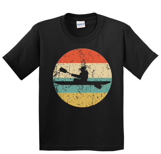 Kayaker Kayak Silhouette Retro Kayaking Youth T-Shirt