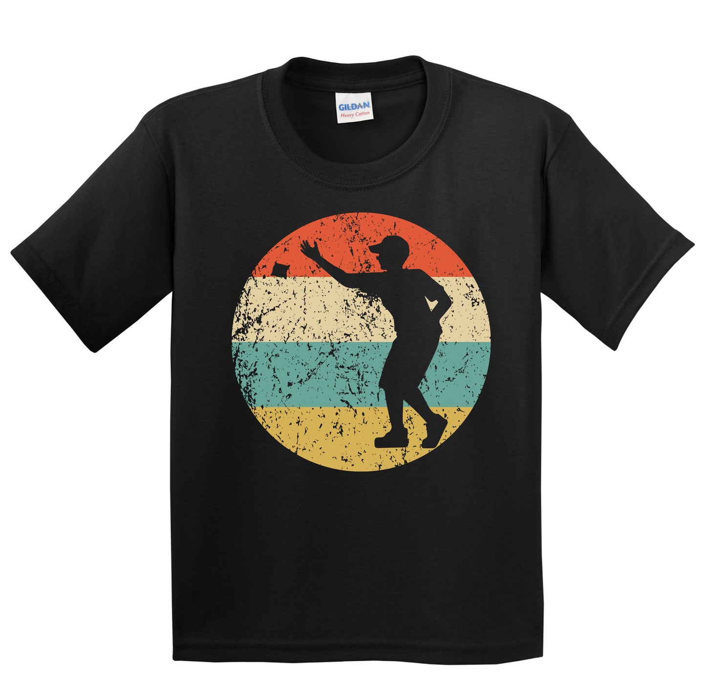 Cornhole Toss Silhouette Retro Cornhole Player Youth T-Shirt