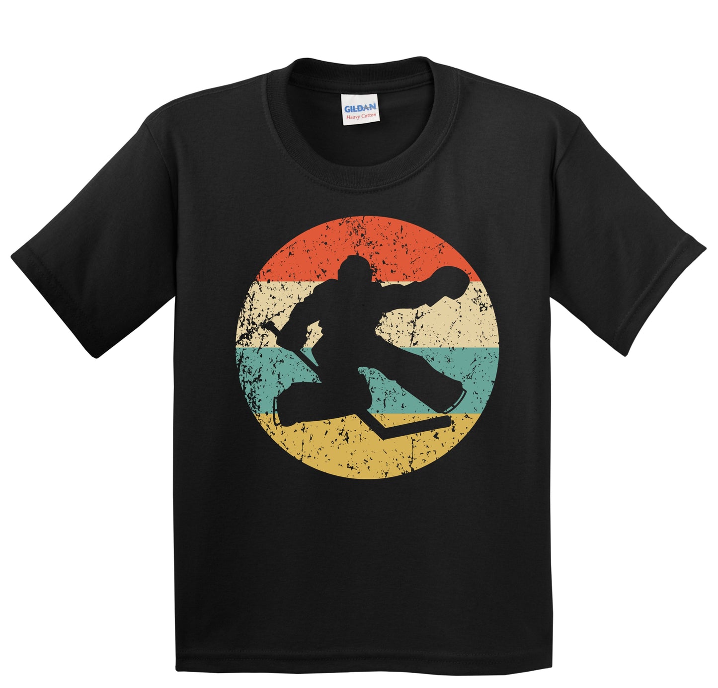 Hockey Player Goalie Silhouette Retro Sports Youth T-Shirt