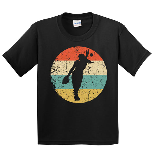 Softball Pitcher Silhouette Retro Softball Player Youth T-Shirt