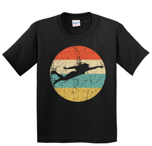 Female Swimmer Silhouette Retro Swimming Youth T-Shirt