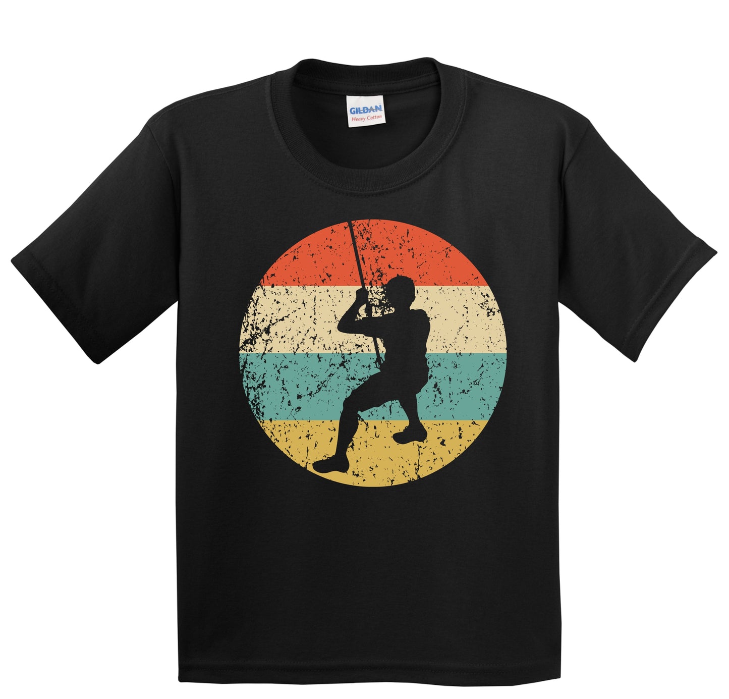 Rock Climber Rappelling Silhouette Retro Rock Climbing Youth T-Shirt