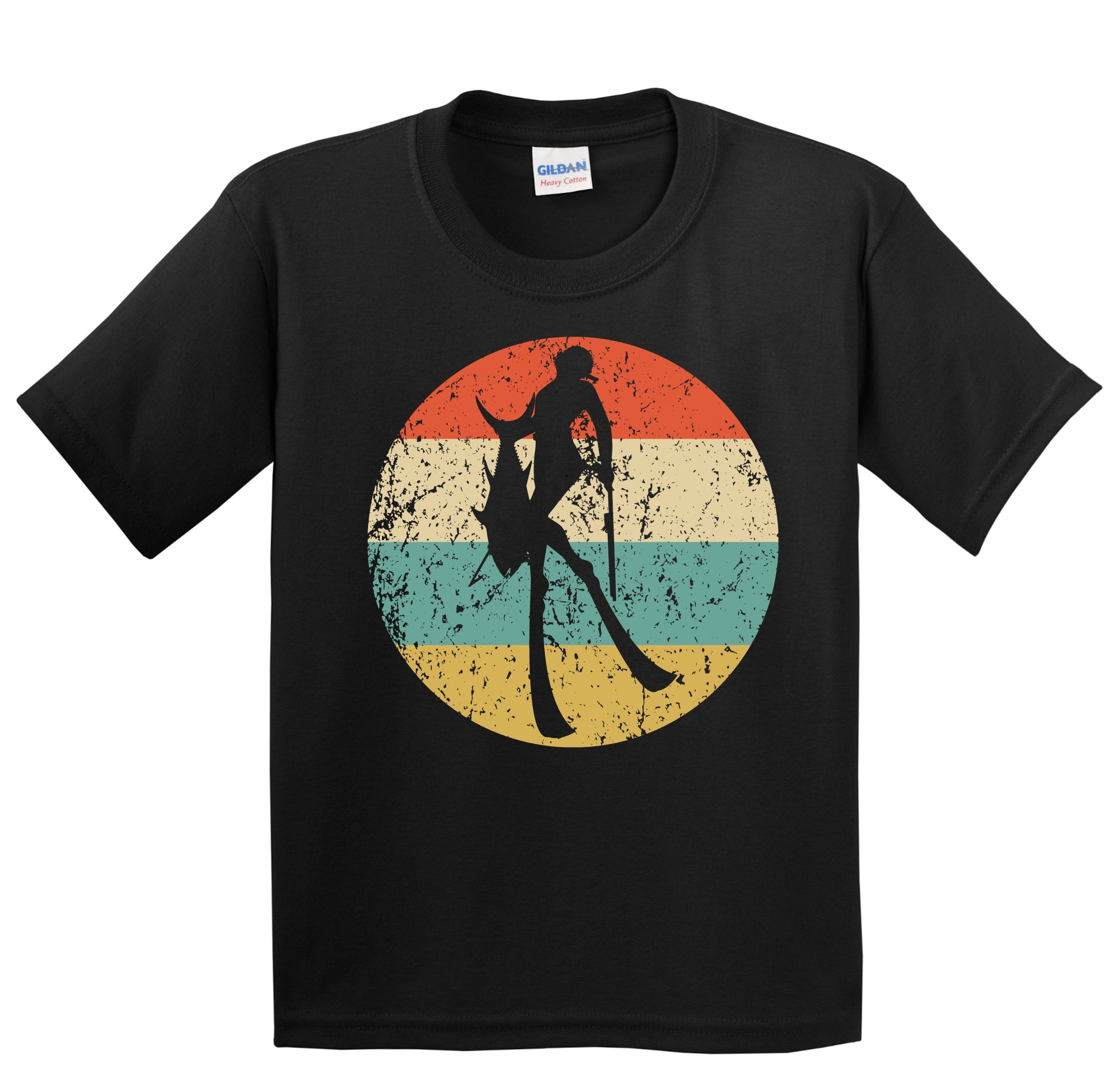 Spearfisherman Silhouette Retro Spearfishing Youth T-Shirt