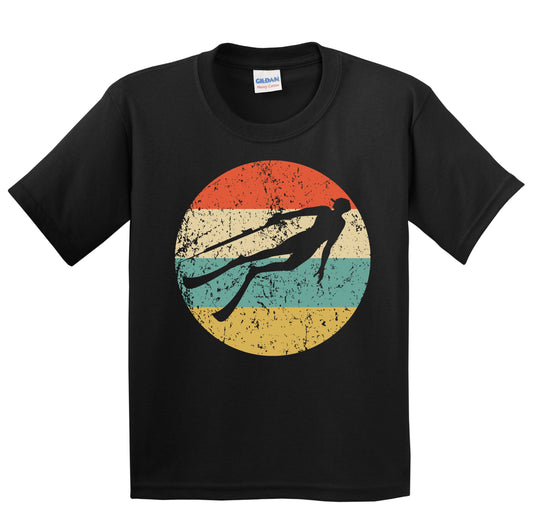 Spear Fisherman Silhouette Retro Spear Fishing Youth T-Shirt