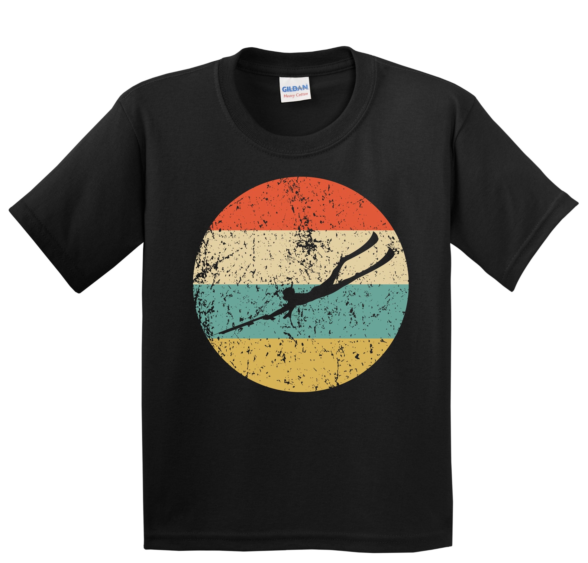 Spearfishing Silhouette Retro Spear Fisherman Youth T-Shirt