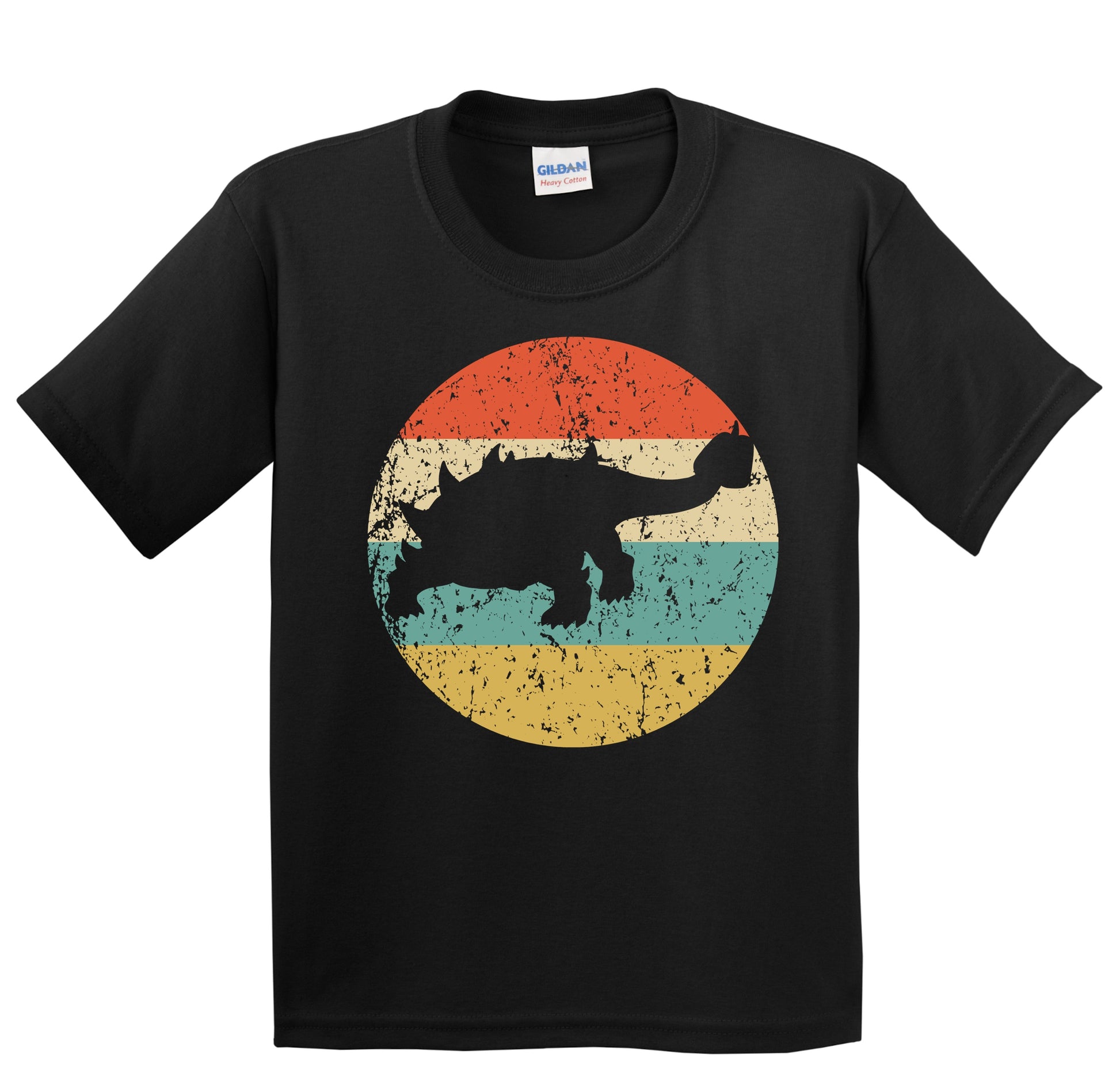 Ankylosaurus Silhouette Retro Dinosaur Youth T-Shirt