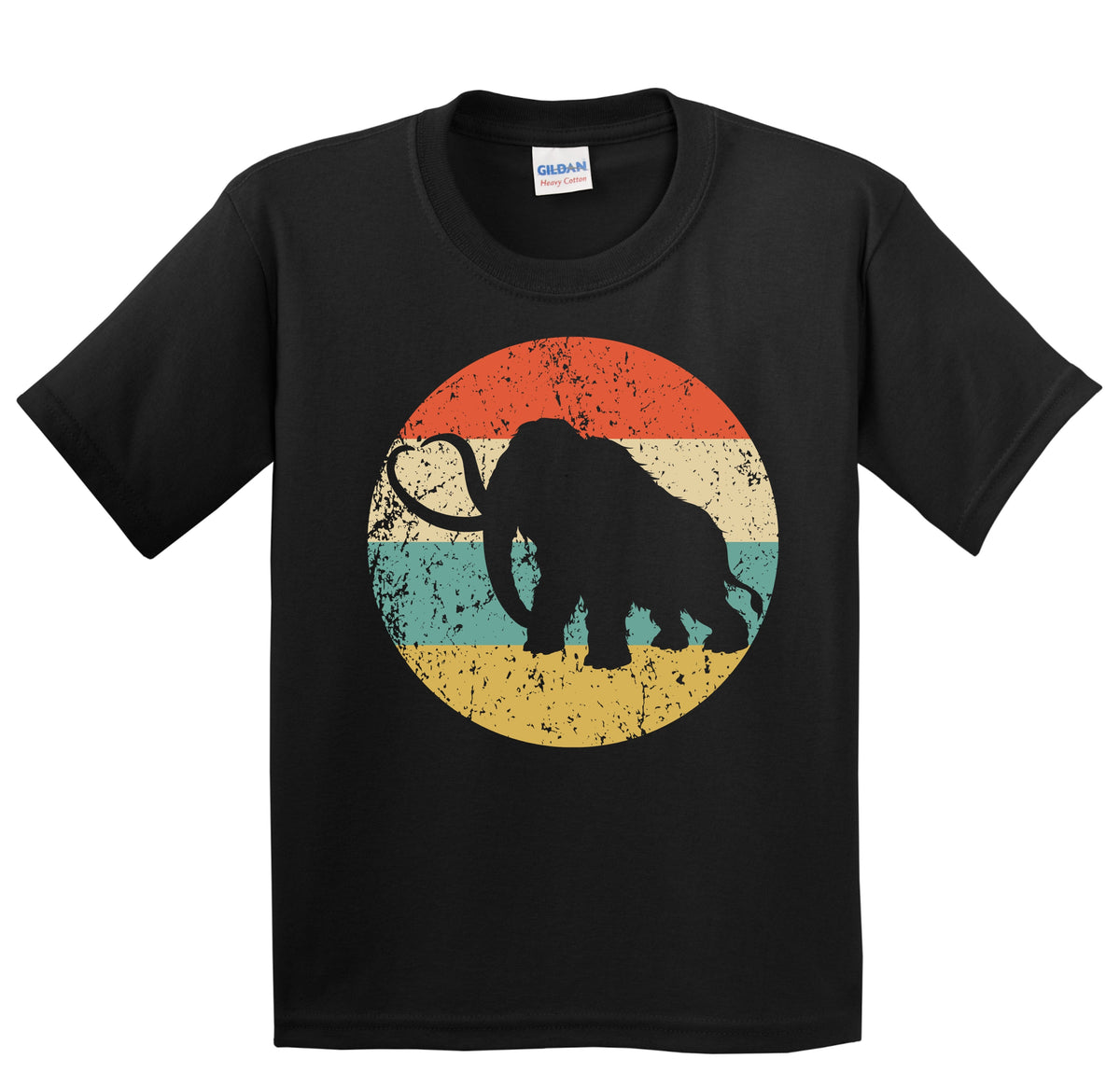 Woolly Mammoth Silhouette Retro Prehistoric Animal Youth T-Shirt