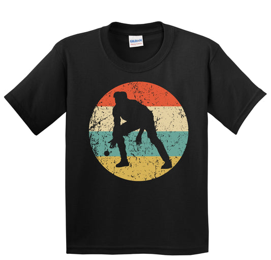 Man Playing Bocce Ball Silhouette Retro Bocce Youth T-Shirt