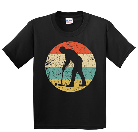 Man Playing Croquet Silhouette Retro Croquet Youth T-Shirt